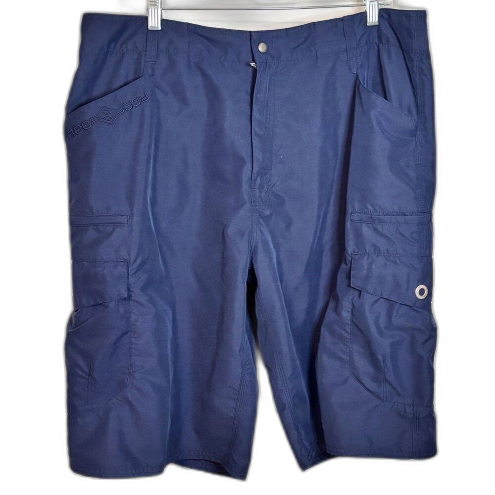 Reef Navy Blue Cargo Shorts Size 38 Polyester Surf Board Shorts